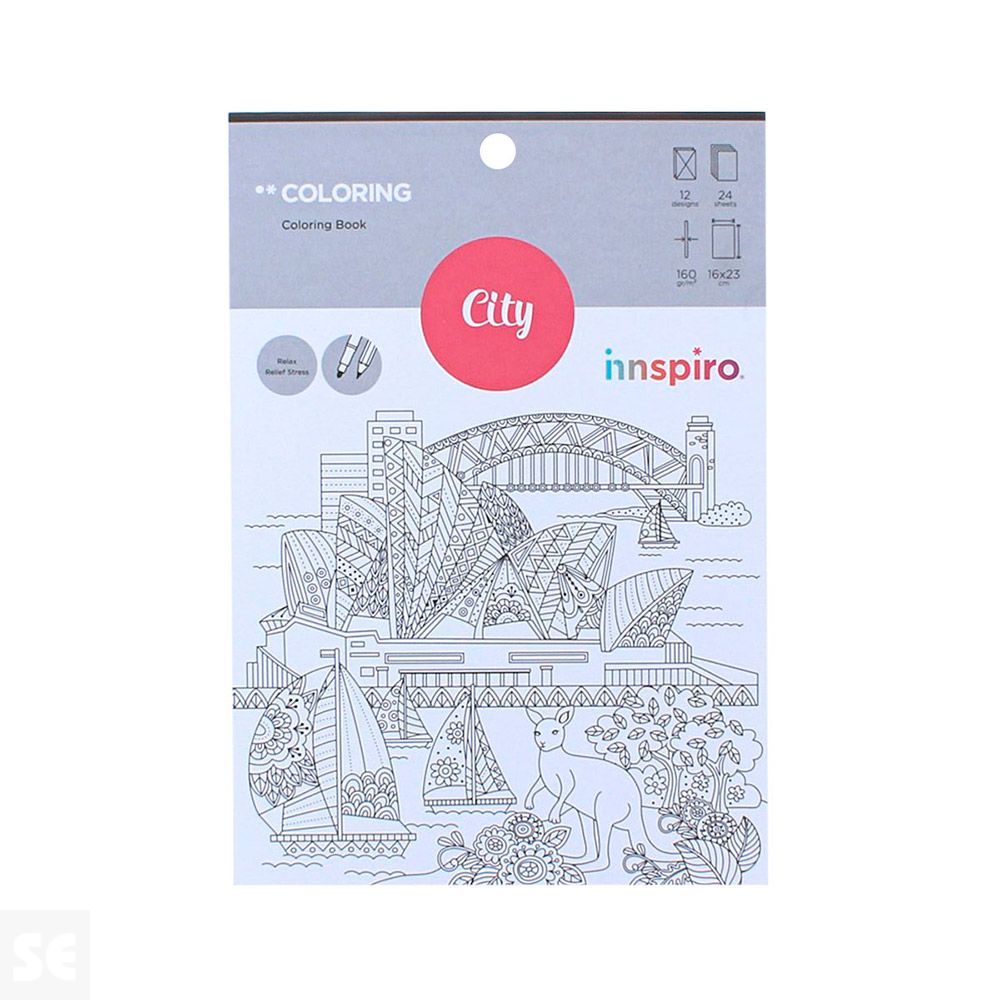 Colorear City-Travel 12 Diseños 24 Hojas 16x23cm.