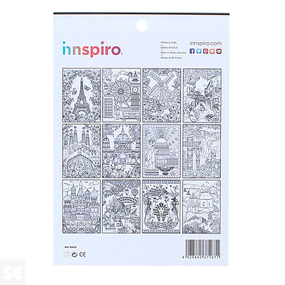 Colorear City-Travel 12 Diseños 24 Hojas 16x23cm.