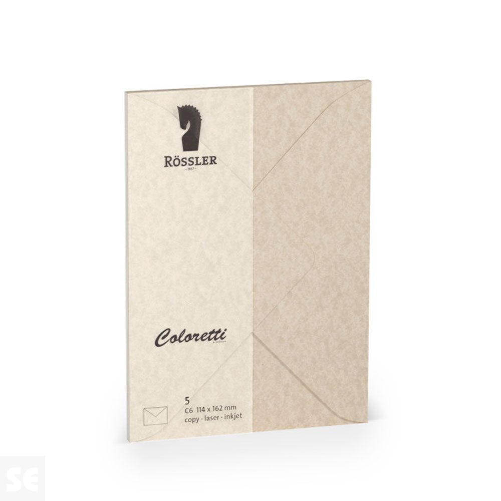 Sobre C-6 Papel 100 g Pergamino Marrón 105x148 mm (5 uds.)