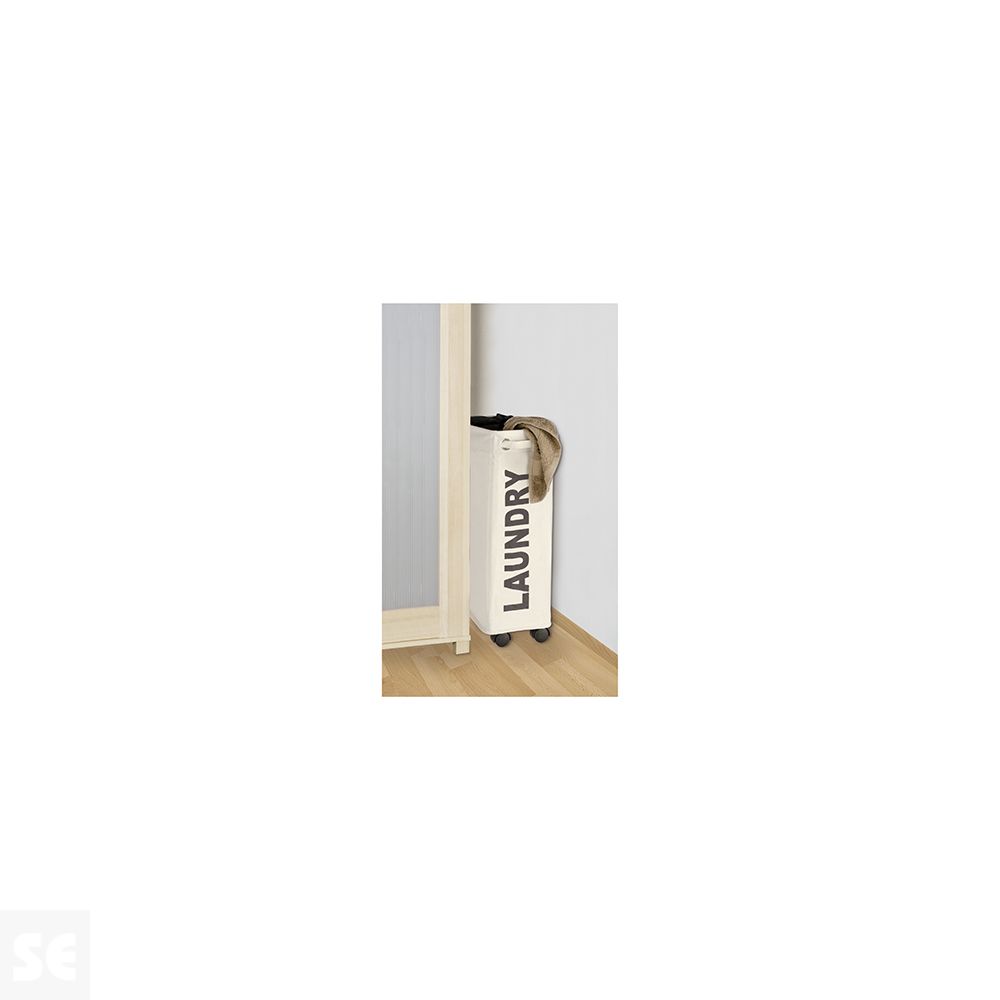 Cesto para la Ropa Estrecho con Ruedas Beige / Negro - Corno Wenko