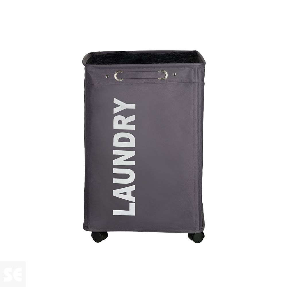 Cesto para la Ropa Ancho con Ruedas Gris Oscuro - Quadro Wenko