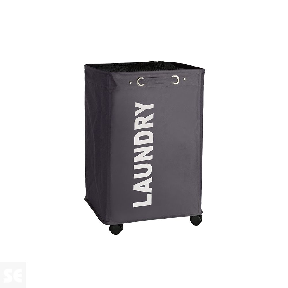 Cesto para la Ropa Ancho con Ruedas Gris Oscuro - Quadro Wenko