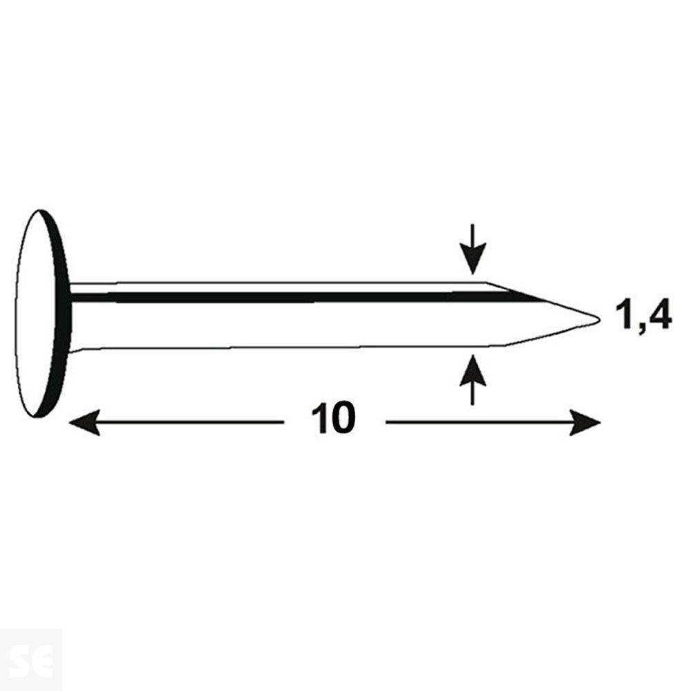 Tachuelas Gabarrotes Negros Hierro 1,4x10mm. (60g.)