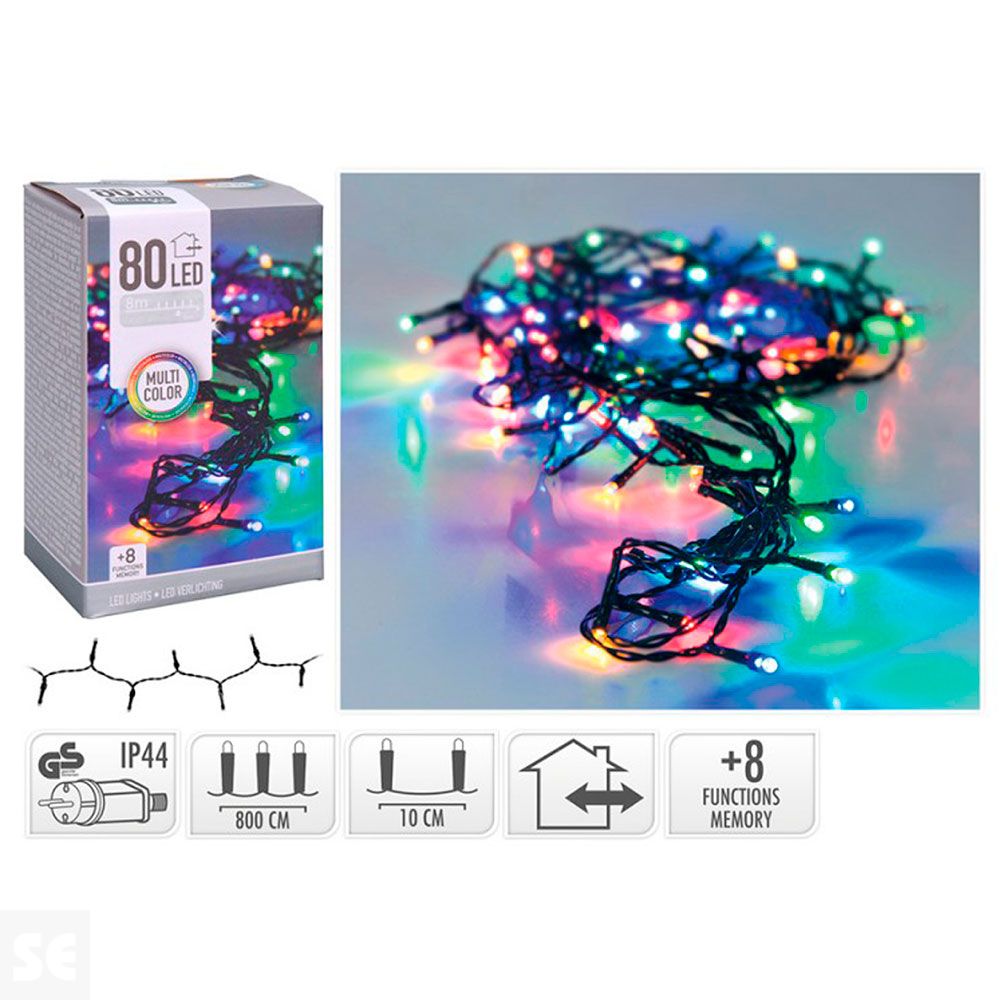 Guirnalda 80 LED de Exterior-Interior Multicolor 8 m