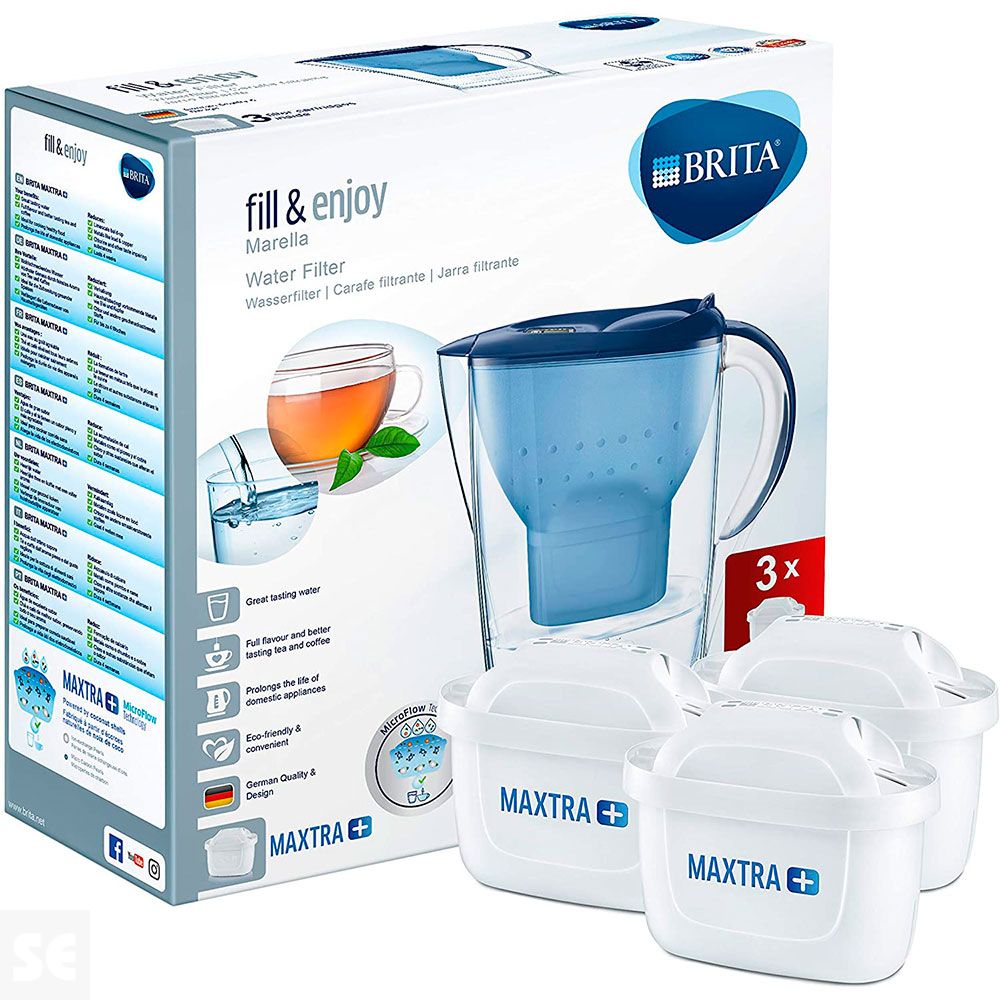 Jarra Marella Azul Con 3 Filtros Maxtra