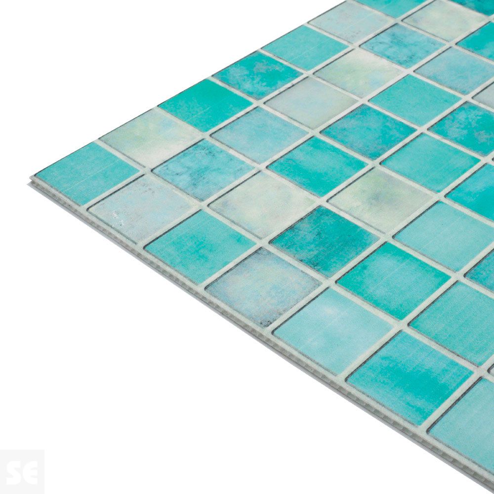 Plancha de Polipropileno celular estampado mosaico verde