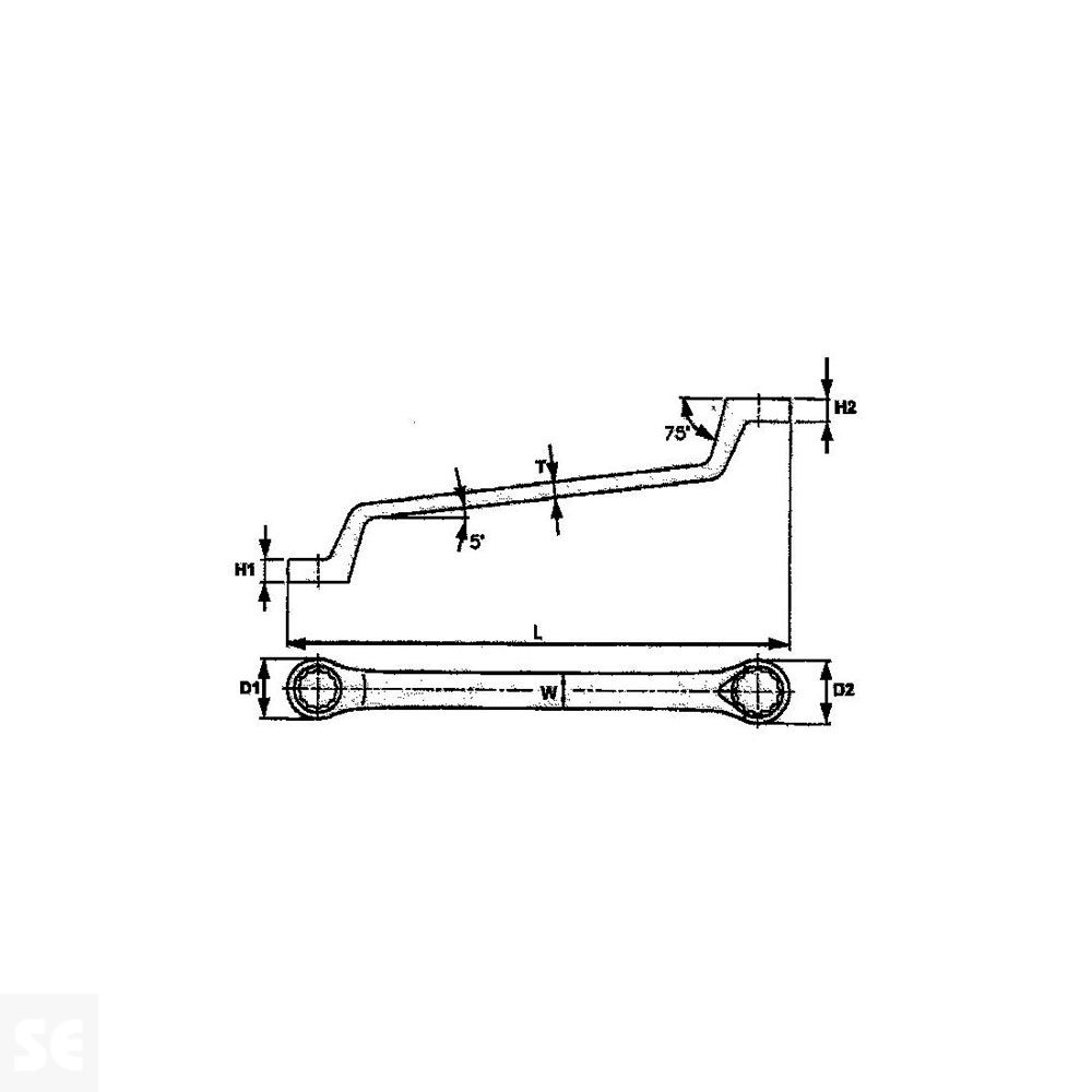 Llave Fija Acodada Acero 21 mm/23 mm