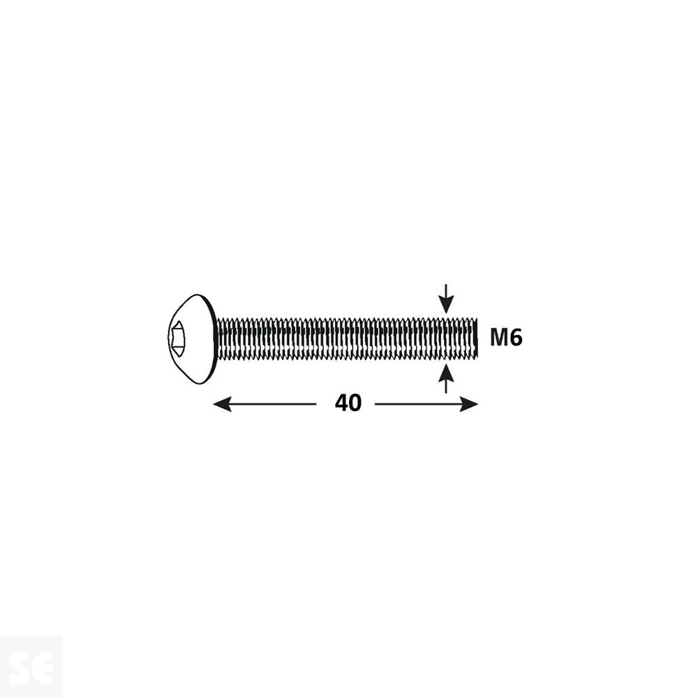 Tornillo Cabeza hexagonal M6x40mm. Acero inoxidable A4 Iso 7380 (8u.)