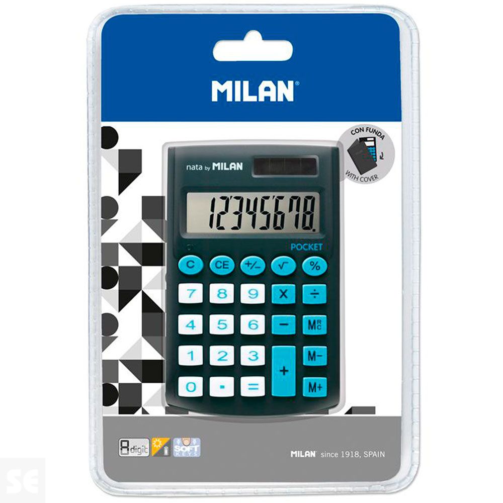 Calculadora Pocket 8 Dígitos Negra Funda