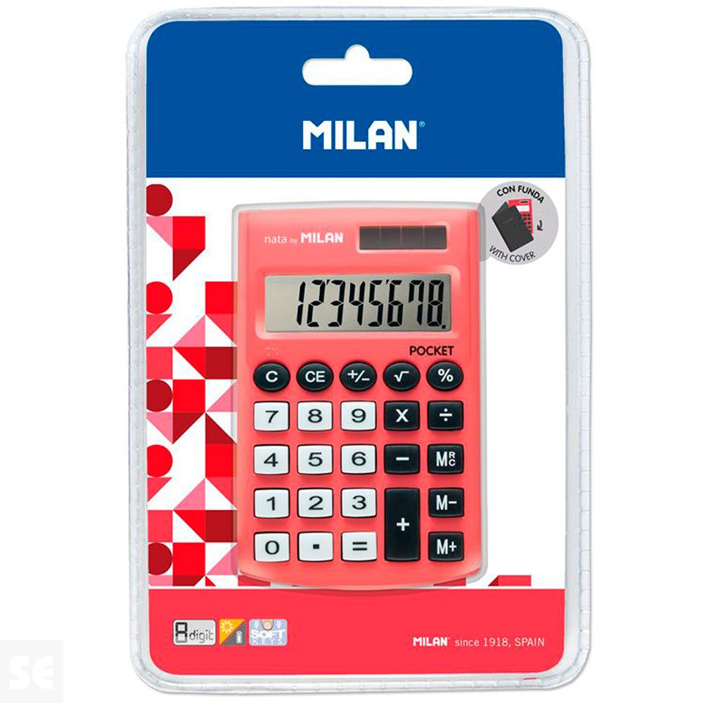 Calculadora Pocket 8 Dígitos Roja Funda