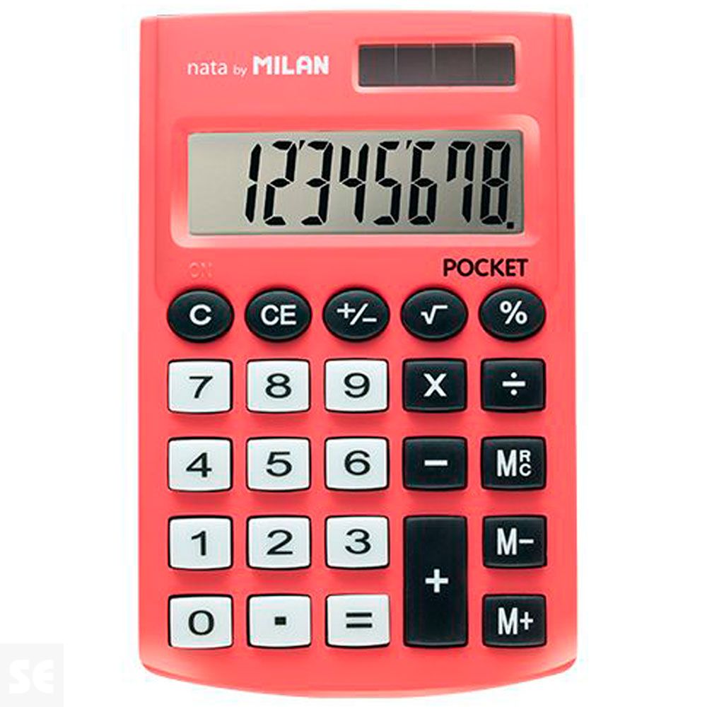 Calculadora Pocket 8 Dígitos Roja Funda