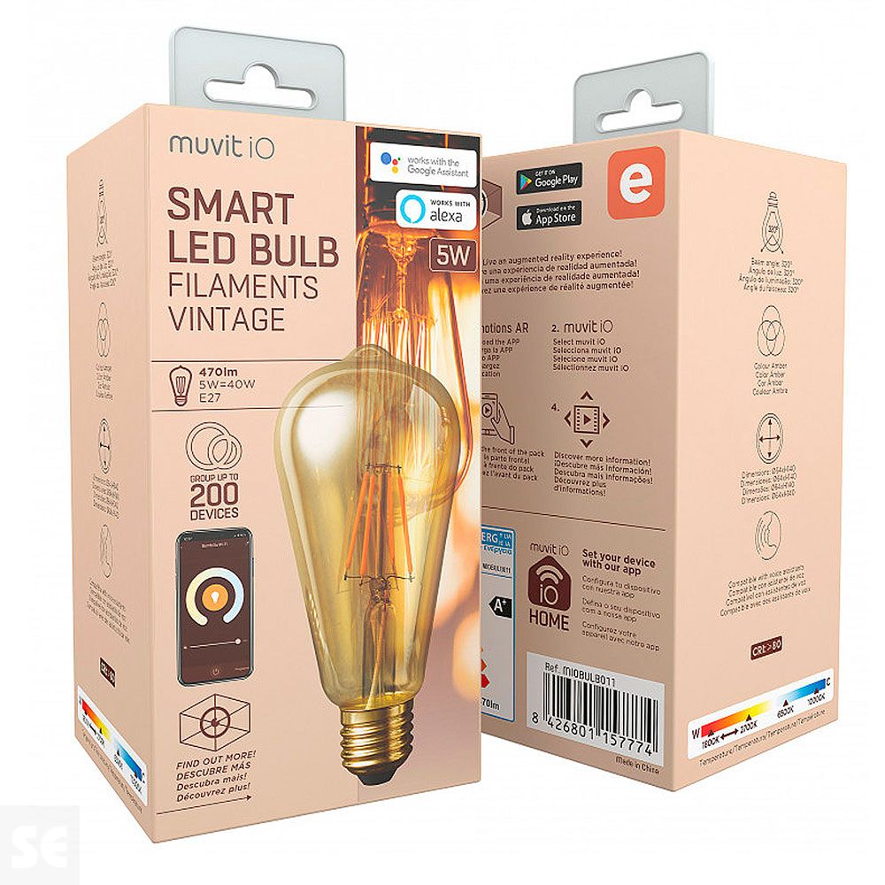 Muvit Io Bombilla Inteligente Filamentos Vintage Edison