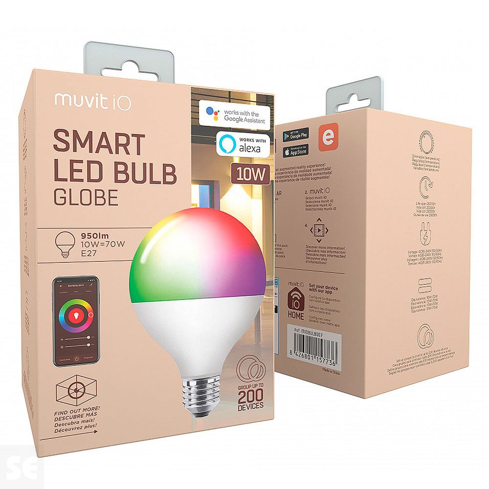 Muvit Io Bombilla Inteligente Globo E27/10 w/950 lm Rgb+Blanco