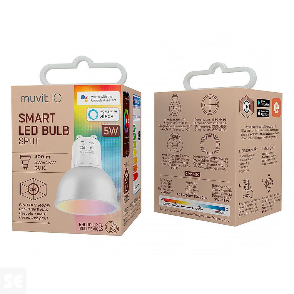 Muvit Io Bombilla Inteligente Gu10/5 w/400 lm Rgb+Blancos