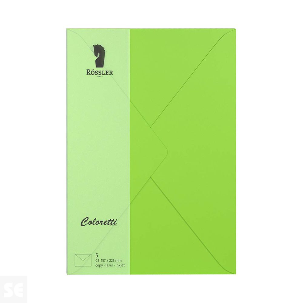 Sobre C-5 Papel 100Gr Verde Lima 157x225Mm (5U.)