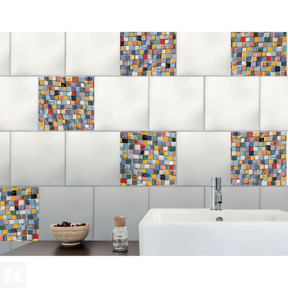 Decoracion Adh. Para Azulejos Mosaico (6 Láminas 15x15 Cm)