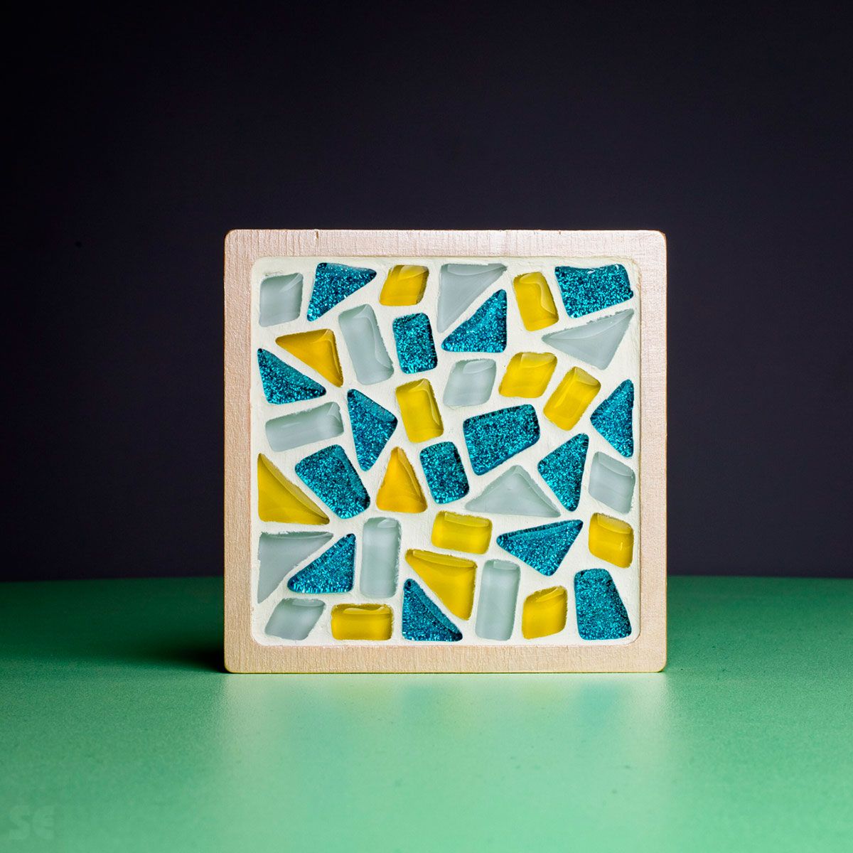 Kit de Creatividad 2 Posavasos Cuadrados Mosaico de Cristal