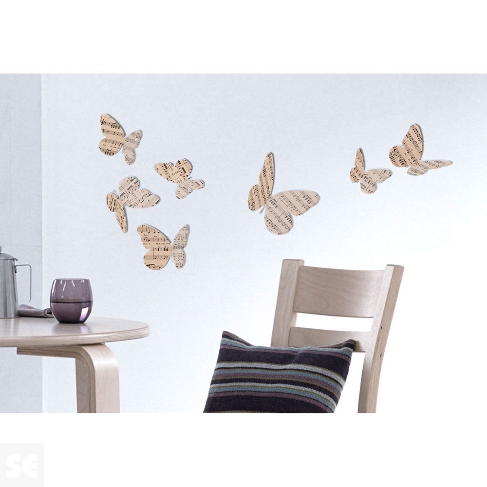 Decoracion 3D Mariposas Concerto (8x6,5Cm A 14x11Cm