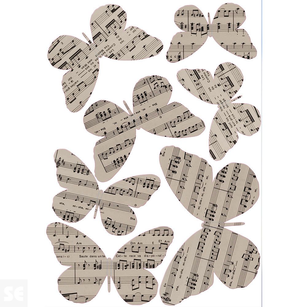 Decoracion 3D Mariposas Concerto (8x6,5Cm A 14x11Cm