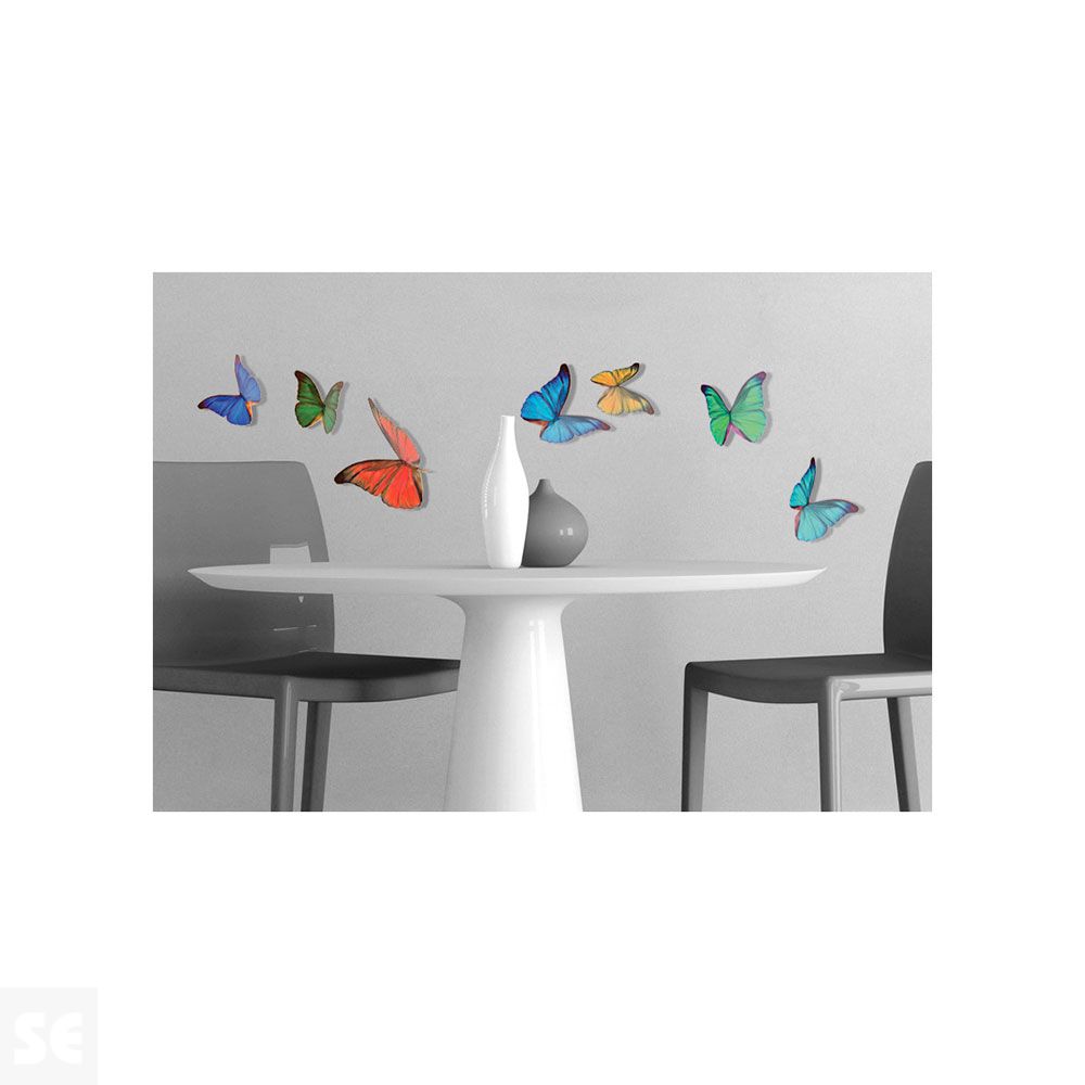 Decoracion 3D Mariposas Multicolor (8x6,5Cm A 14x11Cm