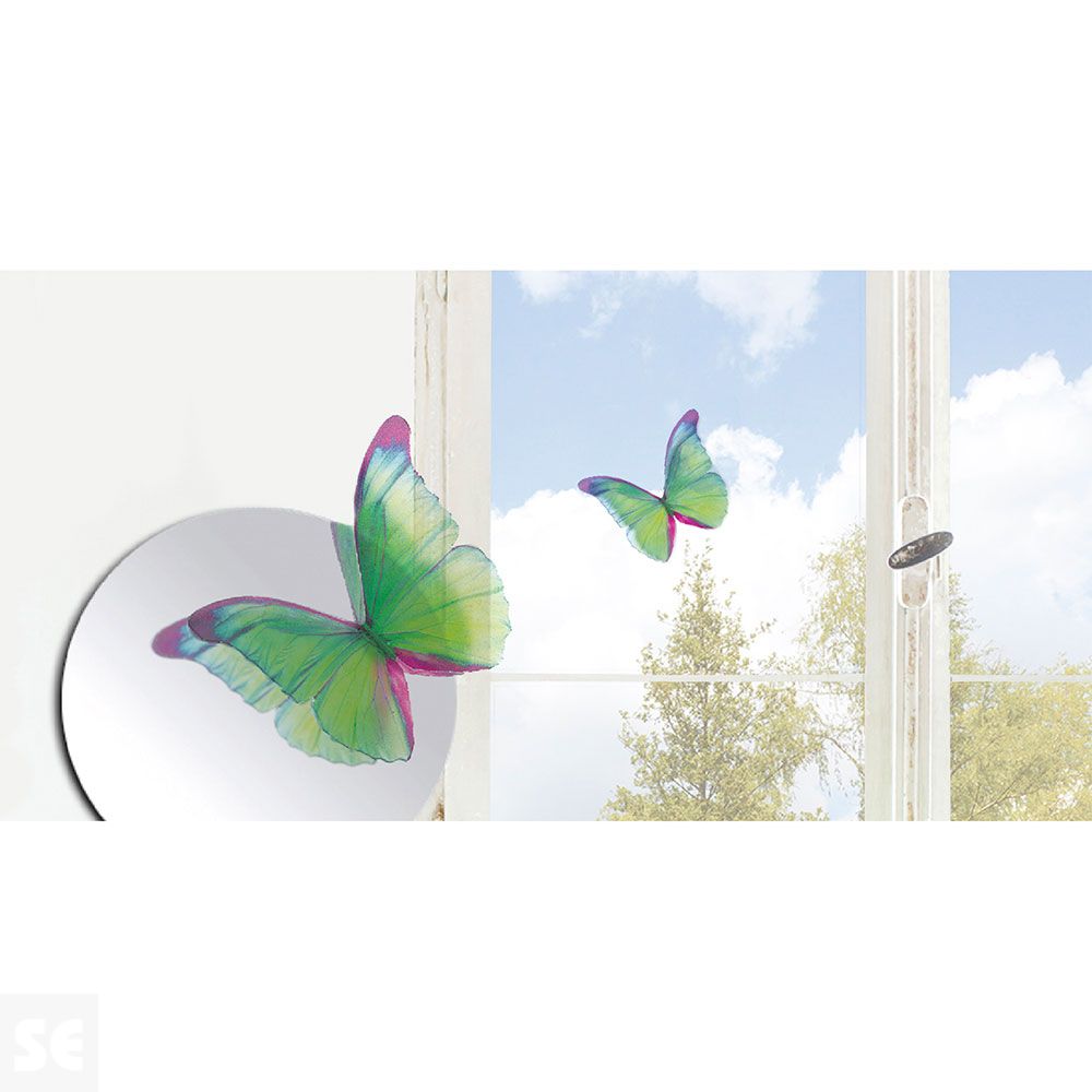 Decoracion 3D Transp.- Mariposas Verdes (8x6,5Cm A 14x11Cm