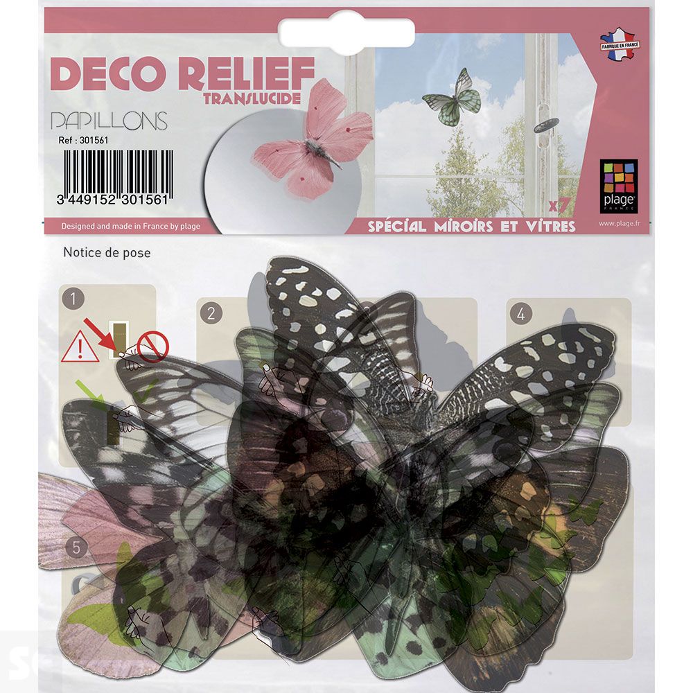 Decoracion 3D Transp.- Mariposas Color Pastel (8x6,5Cm A 14x11Cm