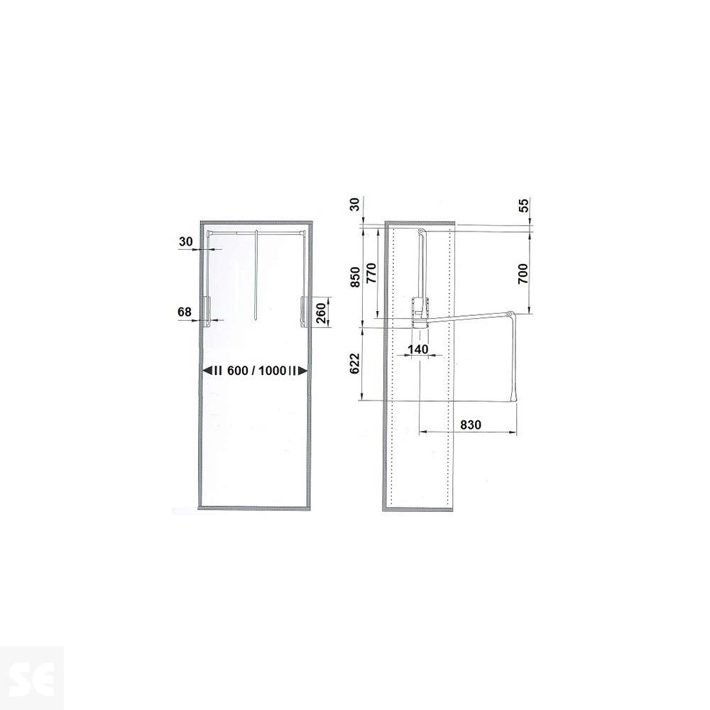 Colgador Abatible Servetto 10Kg.-60x100 Niquel