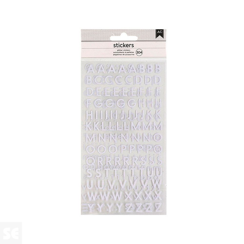 Pegatinas Alfabeto 304u. White Glitter 346655