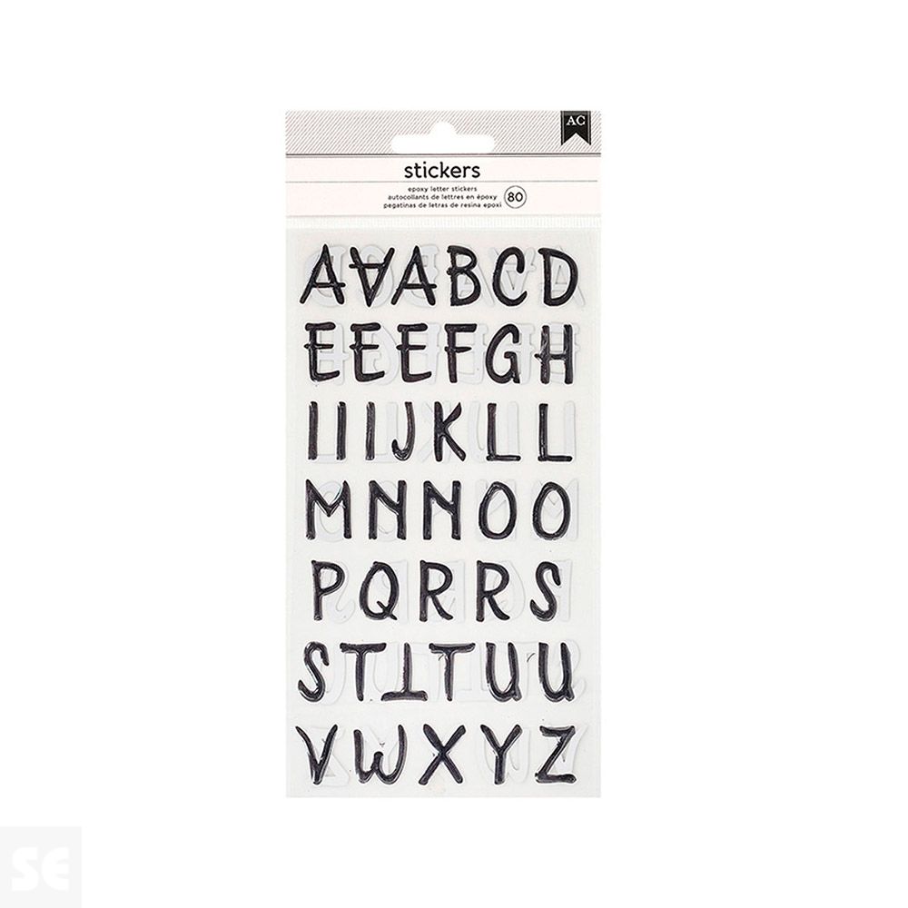 Pegatinas Alfabeto 80u. Script Epoxy Black 346656