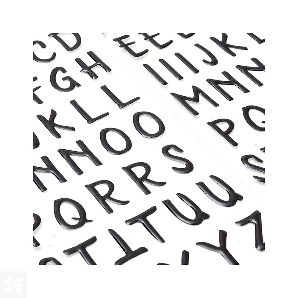 Pegatinas Alfabeto 80u. Script Epoxy Black 346656