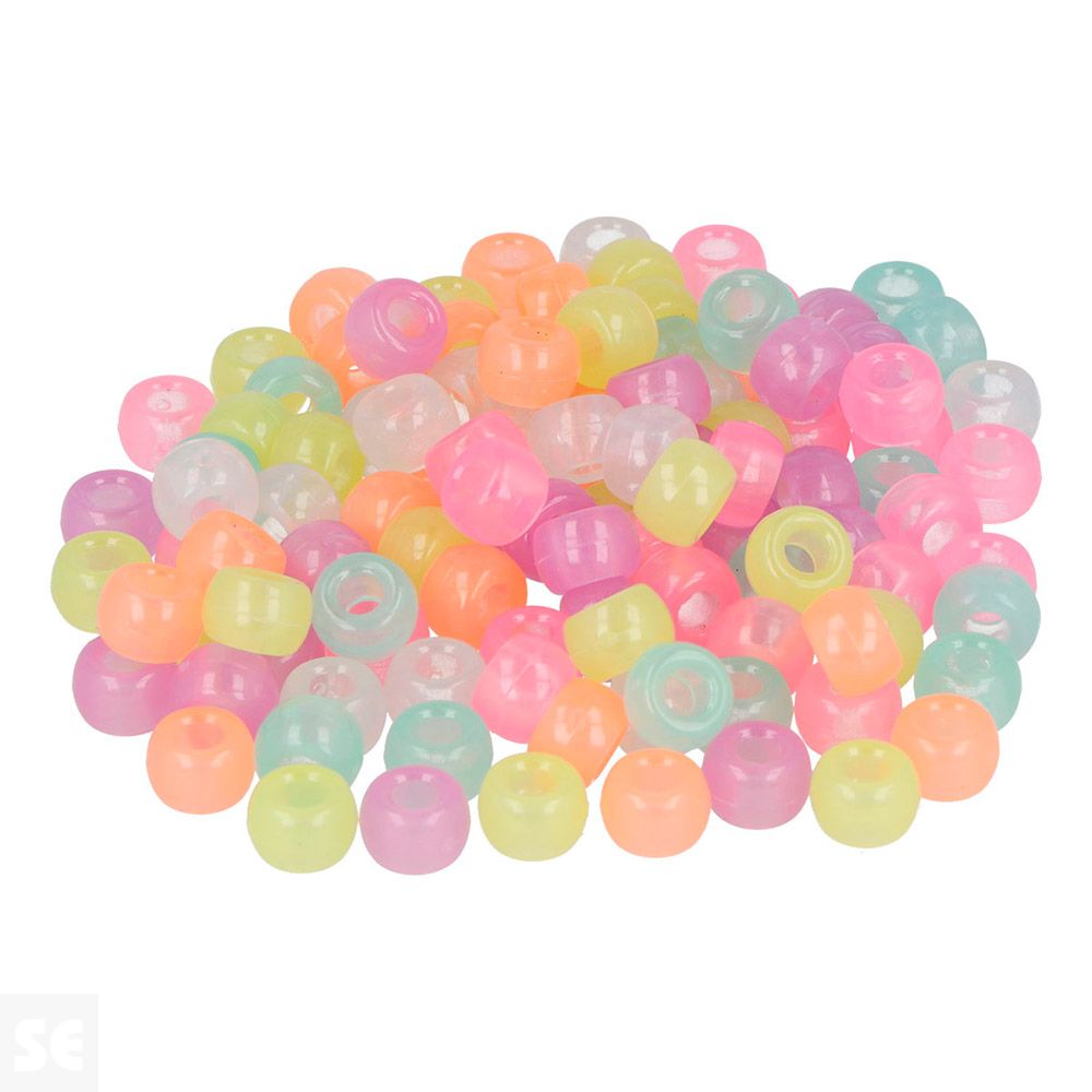 Cuentas Plástico Grosella 400 uds. aprox. Multicolor Fluorescente 9mm-4mm 359002