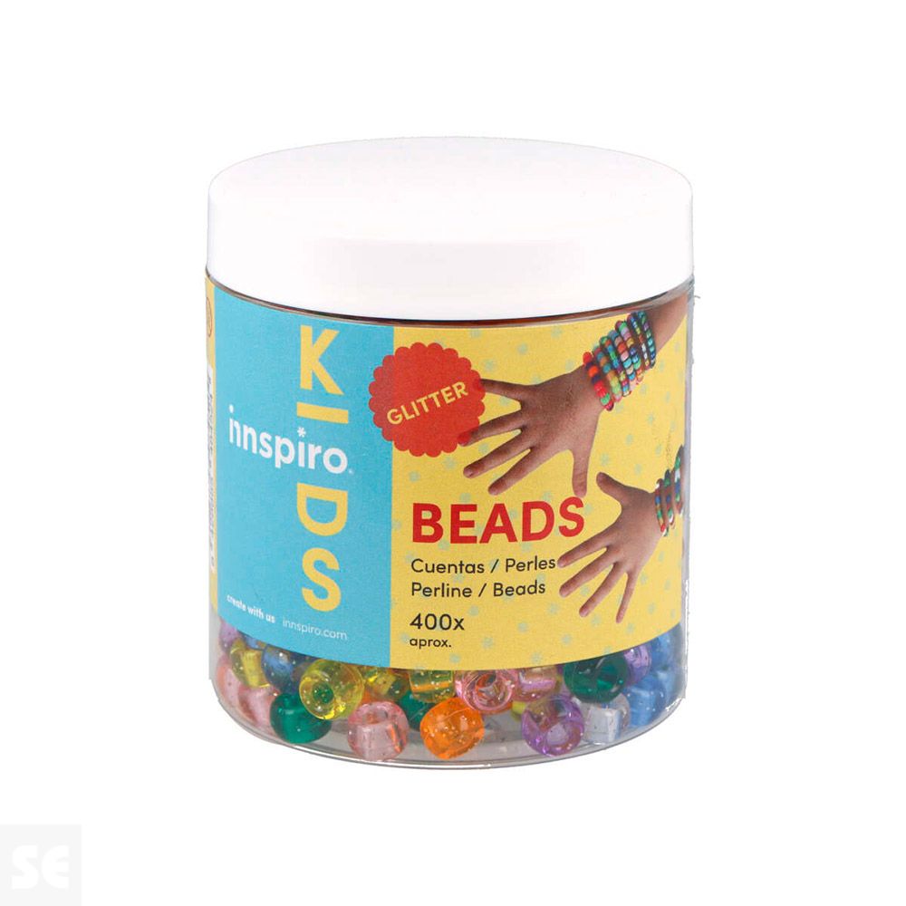 Cuentas Plástico Grosella 400 uds. aprox. Multicolor Purpurina 9mm-4mm 359007