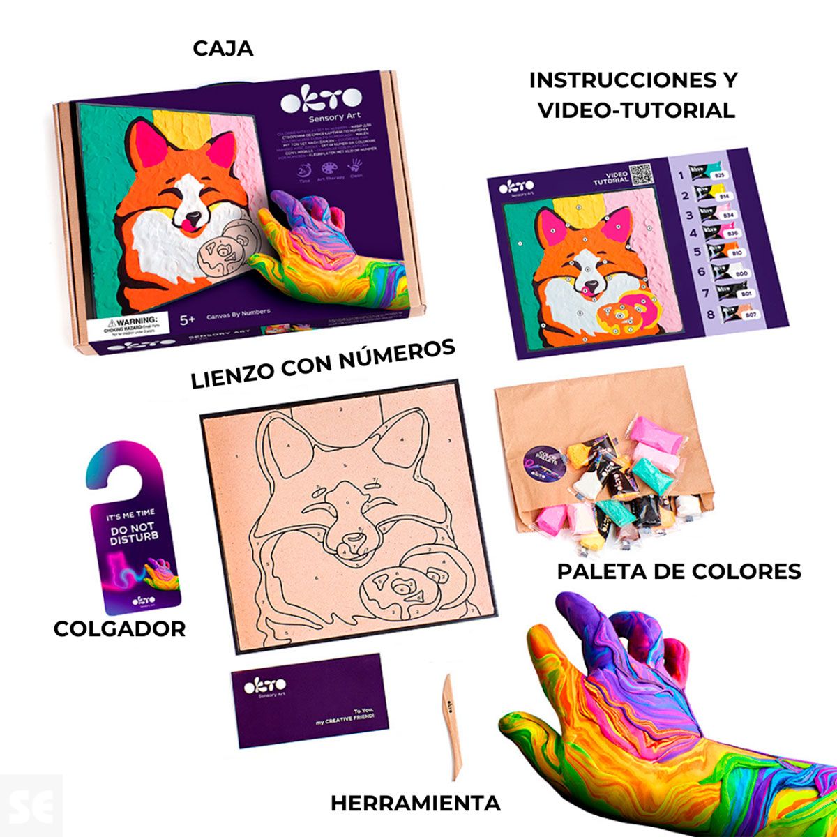 Set pintar por números FOX de arte sensorial air clay