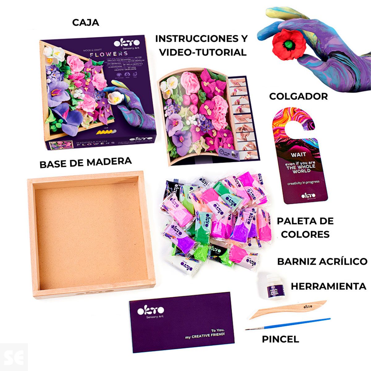 Flores Diy Madera y Man. Inspiración 21x21cm