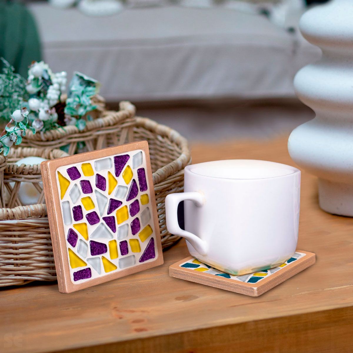 Kit de Creatividad 2 Posavasos Cuadrados Mosaico de Cristal