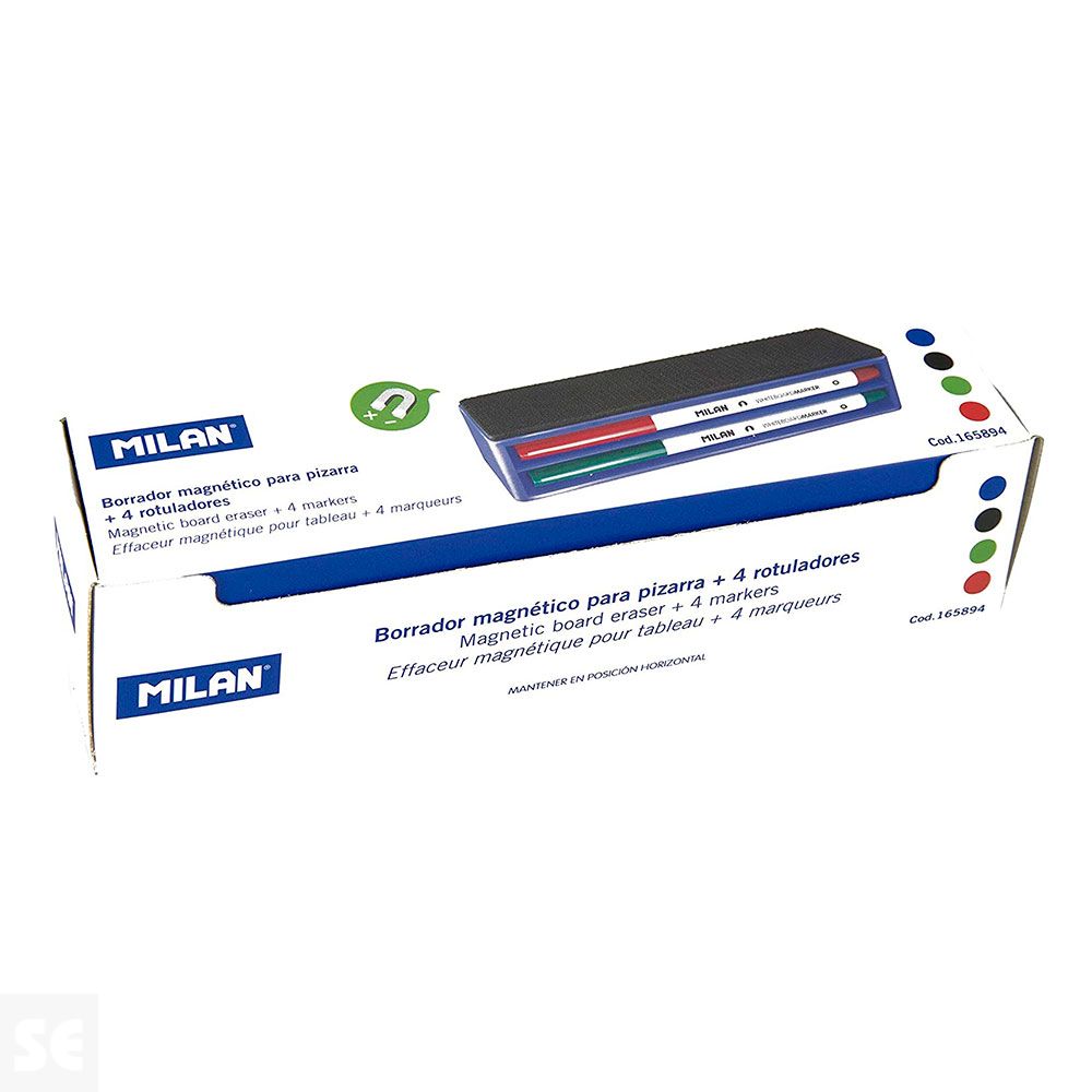 4 Rotuladores Pizarra Blanca en Caja-Borrador