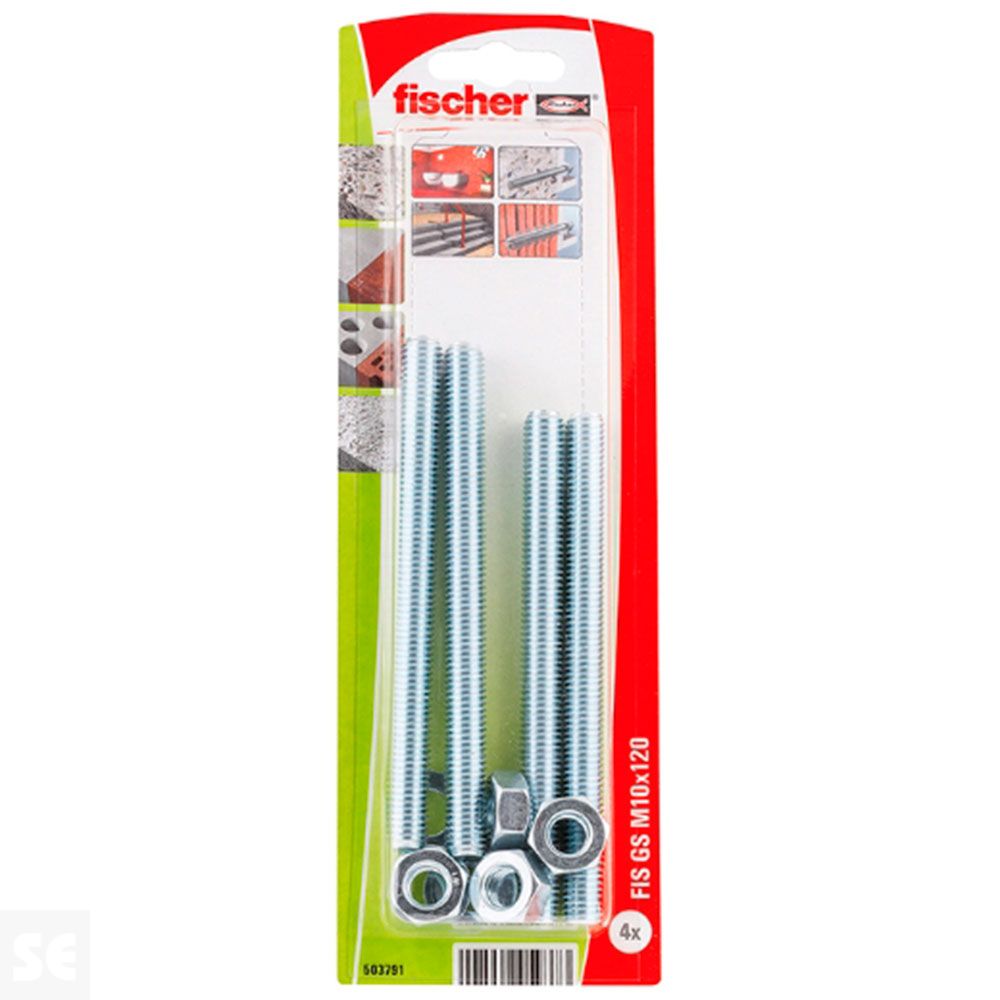 Varilla roscada Fischer GS M10 x 120 con tuerca-arandela (4u)