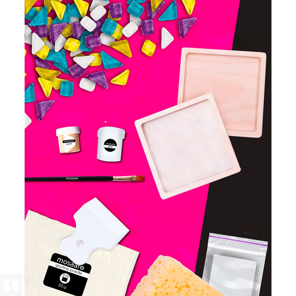 Kit de Creatividad 2 Posavasos Cuadrados Mosaico de Cristal