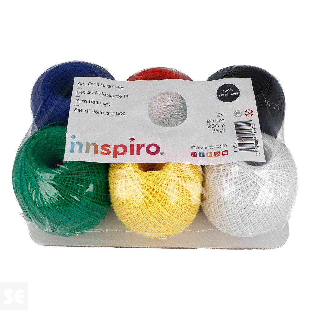 Ovillos Hilo Terylene C/Básicos 1mm. 250m. 70gr. X 6u.