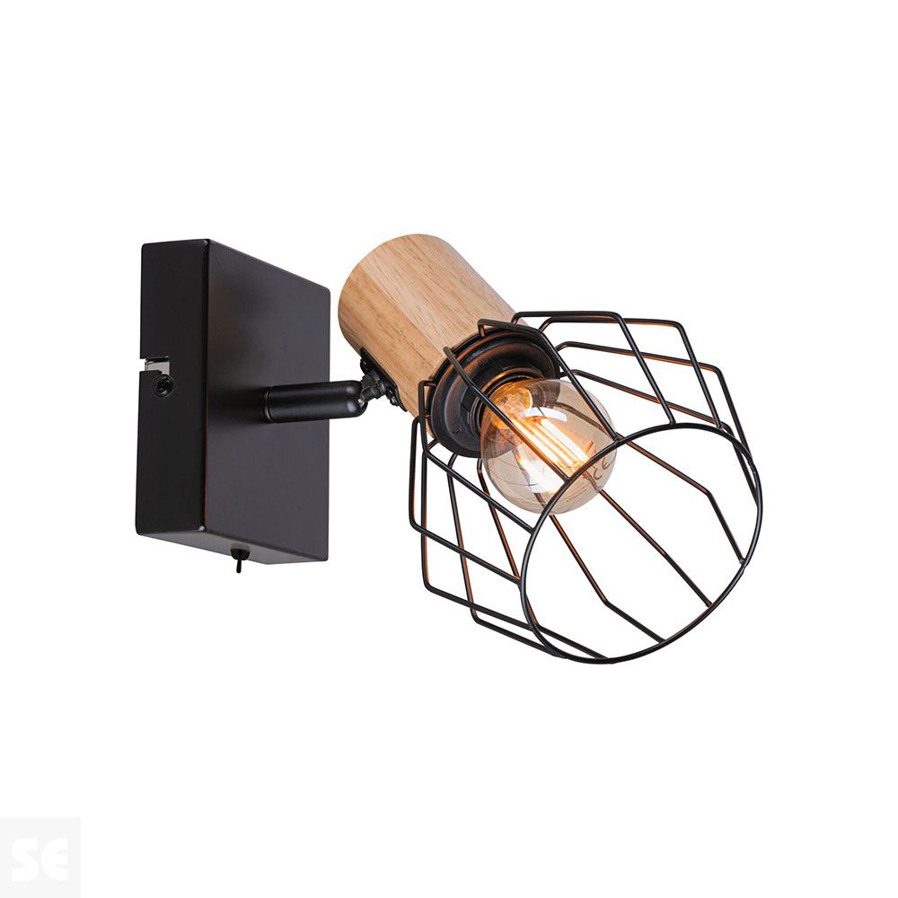 Aplique Lanka Led Negro-Madera Máx.1x20w/E14 66766