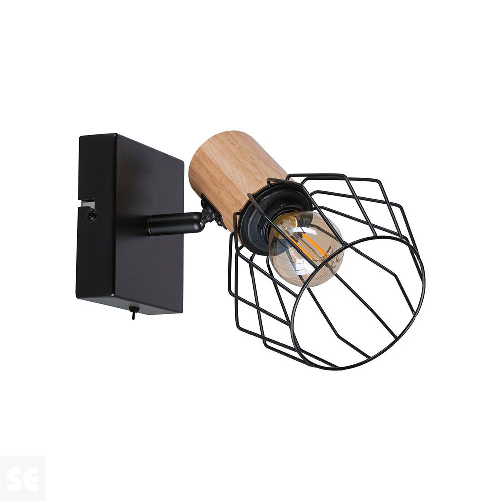 Aplique Lanka Led Negro-Madera Máx.1x20w/E14 66766
