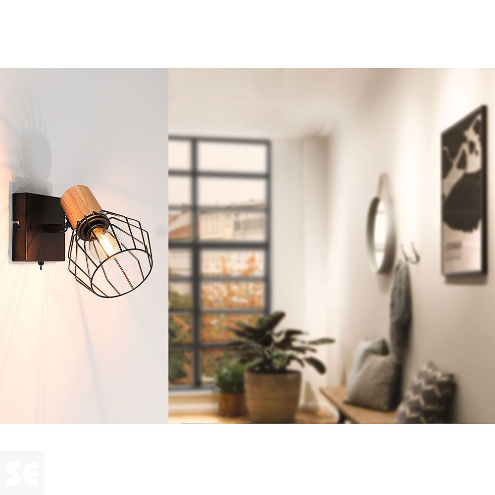 Aplique Lanka Led Negro-Madera Máx.1x20w/E14 66766