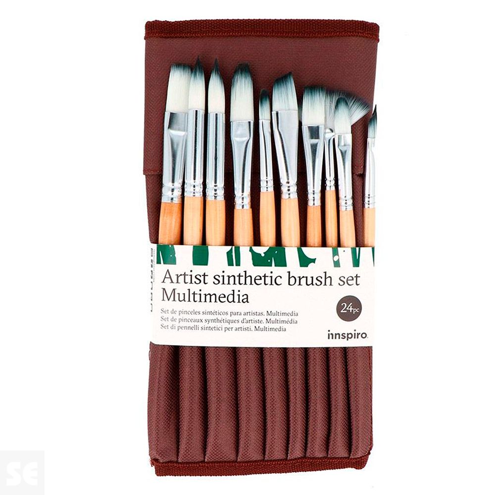 Set 24 Pinceles Sintéticos con Estuche