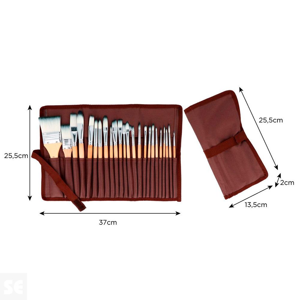 Set 24 Pinceles Sintéticos con Estuche
