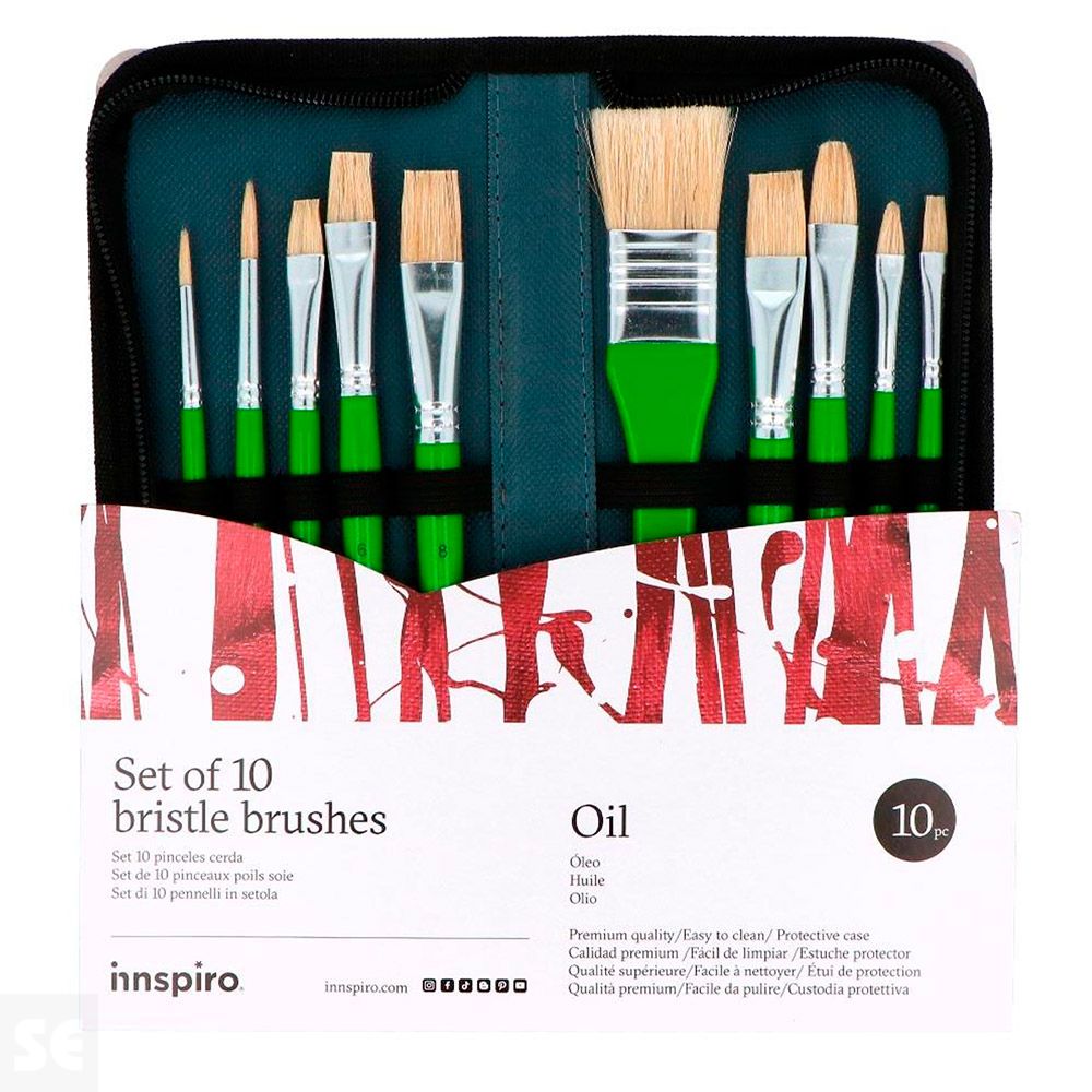 Set 10 Pinceles Cerda Oil con Estuche
