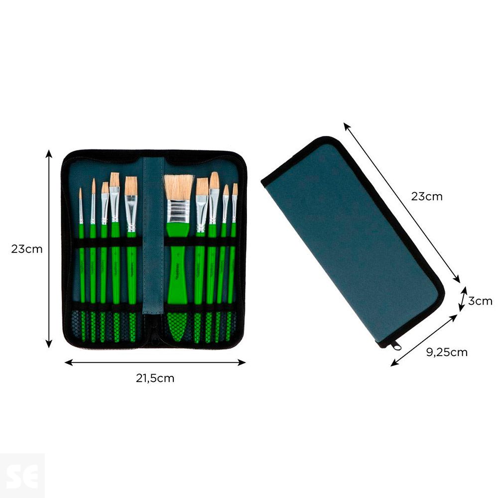 Set 10 Pinceles Cerda Oil con Estuche