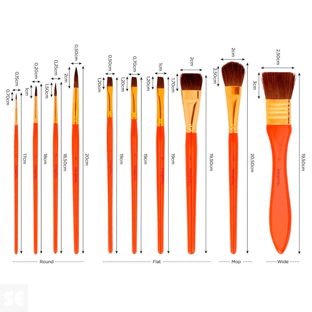 Set 10 Pinceles Pelo Natural Acuarela con Estuche