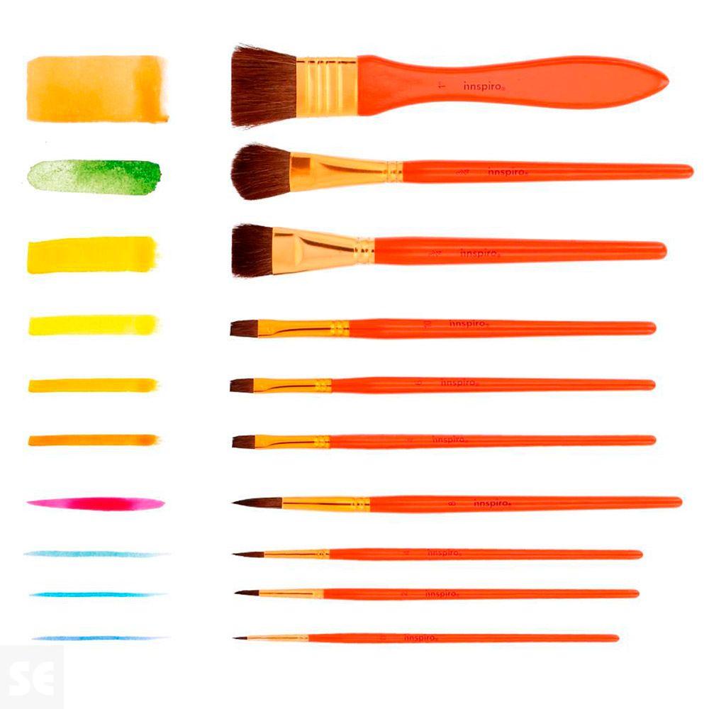 Set 10 Pinceles Pelo Natural Acuarela con Estuche