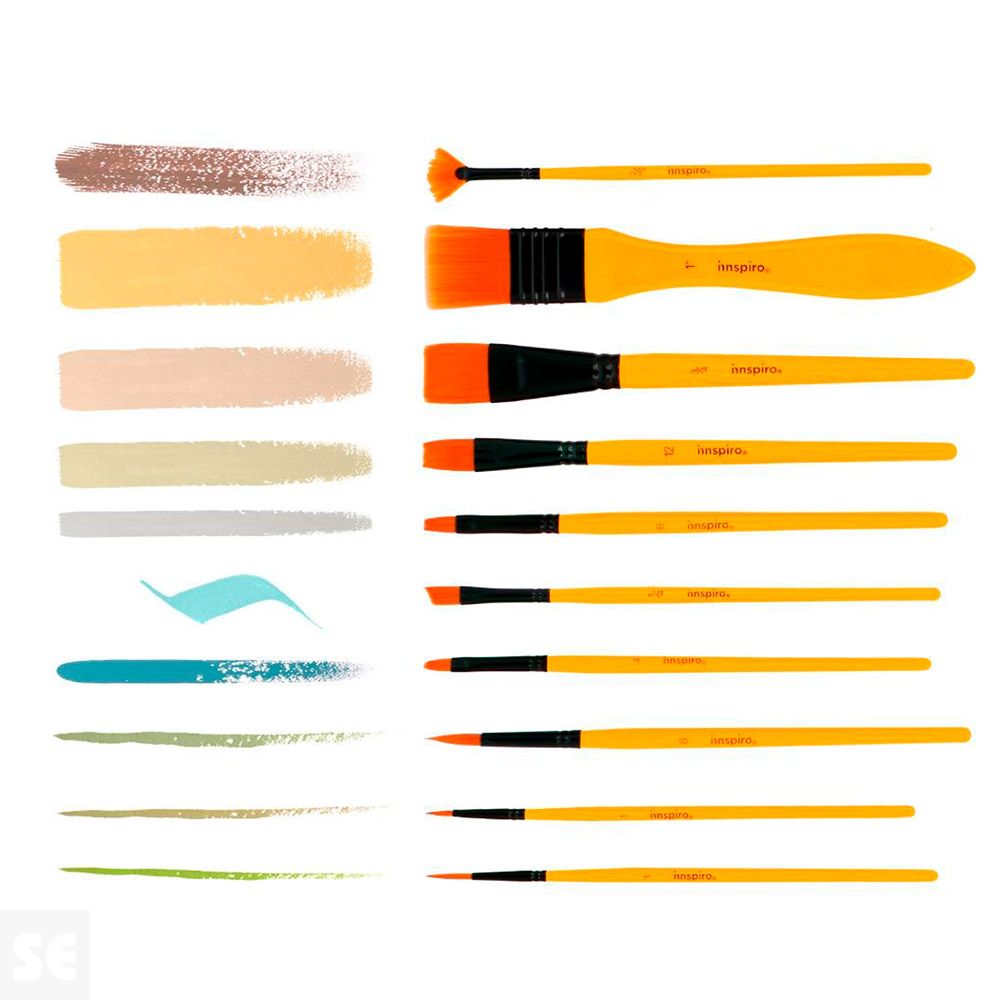 Set 10 Pinceles Sintéticos Acrilico con Estuche