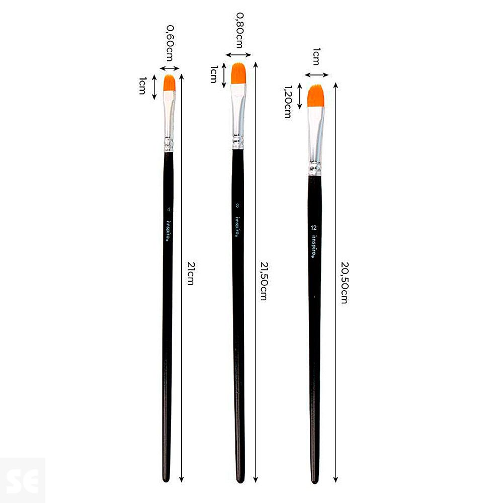 Set 3 Pinceles Sintéticos Lengua de Gato Nº 4, 8, 12